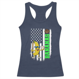 Banana Playing Baseball Lover Racerback Tank Top Retro American Flag TS12 Navy Print Your Wear