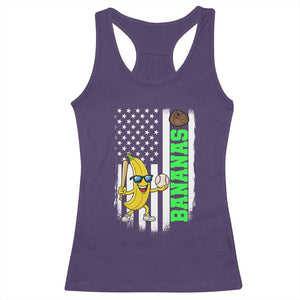 Banana Playing Baseball Lover Racerback Tank Top Retro American Flag TS12 Purple Print Your Wear
