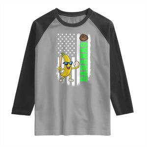 Banana Playing Baseball Lover Raglan Shirt Retro American Flag TS12 Sport Gray Black Print Your Wear