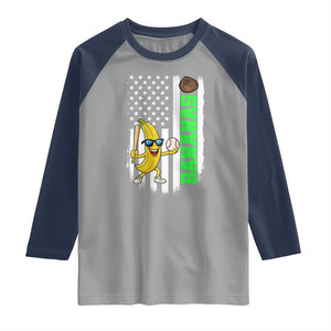 Banana Playing Baseball Lover Raglan Shirt Retro American Flag TS12 Sport Gray Navy Print Your Wear