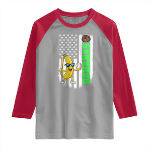 Banana Playing Baseball Lover Raglan Shirt Retro American Flag TS12 Sport Gray Red Print Your Wear