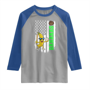 Banana Playing Baseball Lover Raglan Shirt Retro American Flag TS12 Sport Gray Royal Print Your Wear