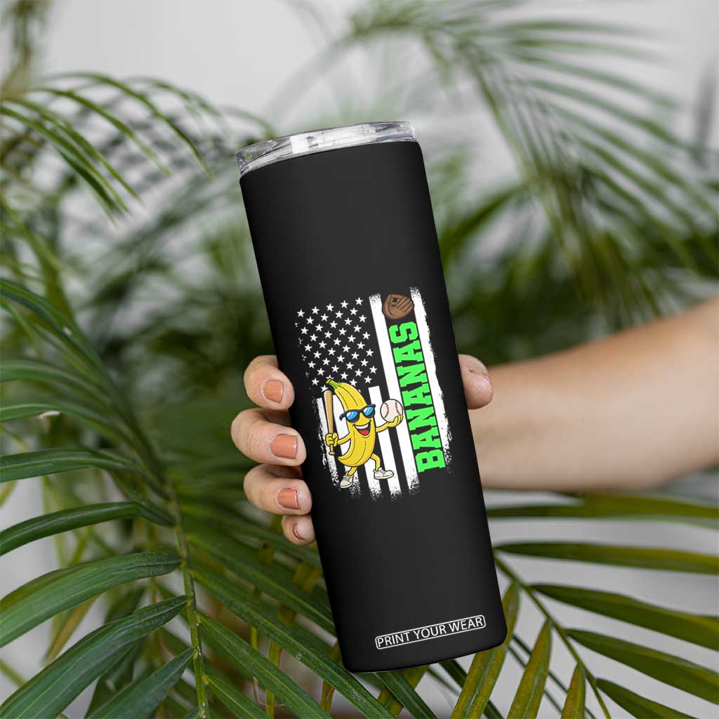 Banana Playing Baseball Lover Skinny Tumbler Retro American Flag TS12 Print Your Wear