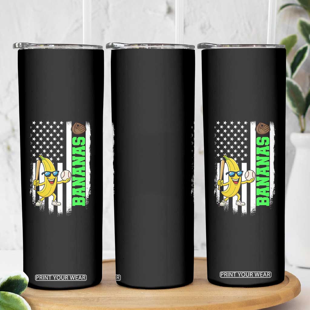 Banana Playing Baseball Lover Skinny Tumbler Retro American Flag TS12 Print Your Wear