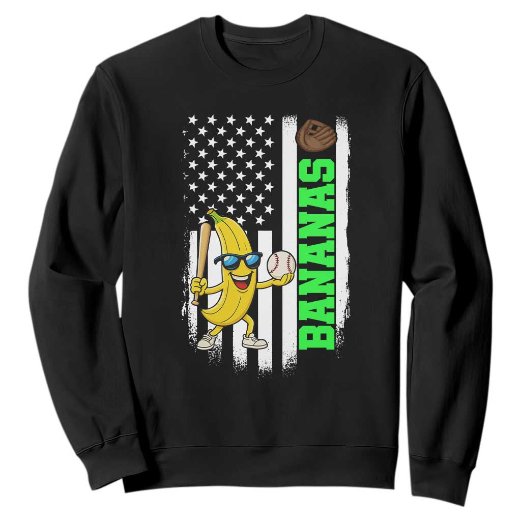 Banana Playing Baseball Lover Sweatshirt Retro American Flag TS12 Black Print Your Wear
