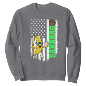 Banana Playing Baseball Lover Sweatshirt Retro American Flag TS12 Charcoal Print Your Wear
