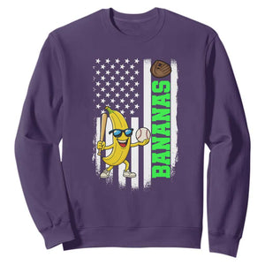 Banana Playing Baseball Lover Sweatshirt Retro American Flag TS12 Purple Print Your Wear