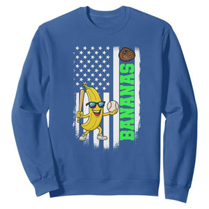 Banana Playing Baseball Lover Sweatshirt Retro American Flag TS12 Royal Blue Print Your Wear
