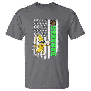 Banana Playing Baseball Lover T Shirt Retro American Flag TS12 Charcoal Print Your Wear