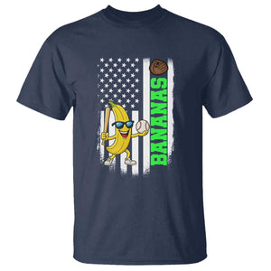 Banana Playing Baseball Lover T Shirt Retro American Flag TS12 Navy Print Your Wear