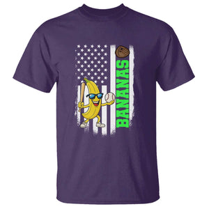 Banana Playing Baseball Lover T Shirt Retro American Flag TS12 Purple Print Your Wear