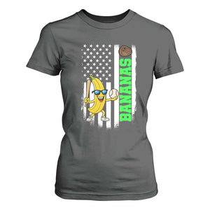 Banana Playing Baseball Lover T Shirt For Women Retro American Flag TS12 Dark Heather Print Your Wear