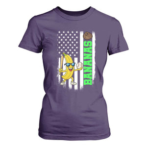 Banana Playing Baseball Lover T Shirt For Women Retro American Flag TS12 Purple Print Your Wear