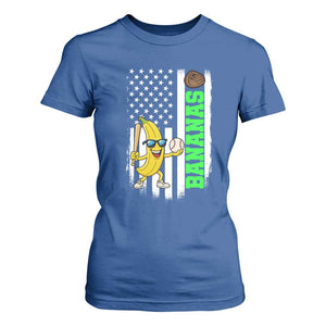 Banana Playing Baseball Lover T Shirt For Women Retro American Flag TS12 Royal Blue Print Your Wear