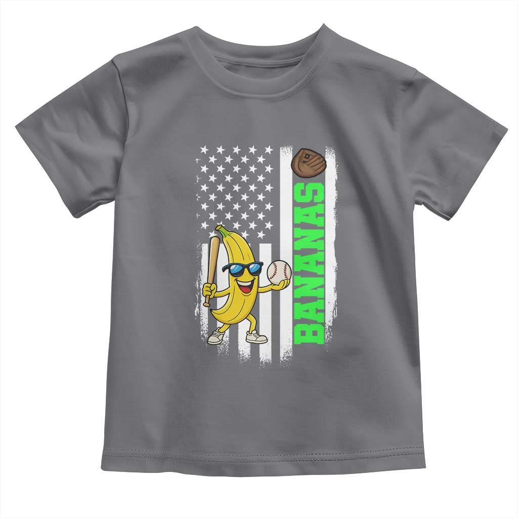 Banana Playing Baseball Lover Toddler T Shirt Retro American Flag TS12 Charcoal Print Your Wear