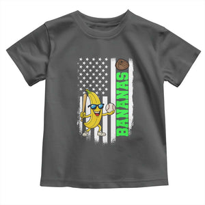 Banana Playing Baseball Lover Toddler T Shirt Retro American Flag TS12 Dark Heather Print Your Wear