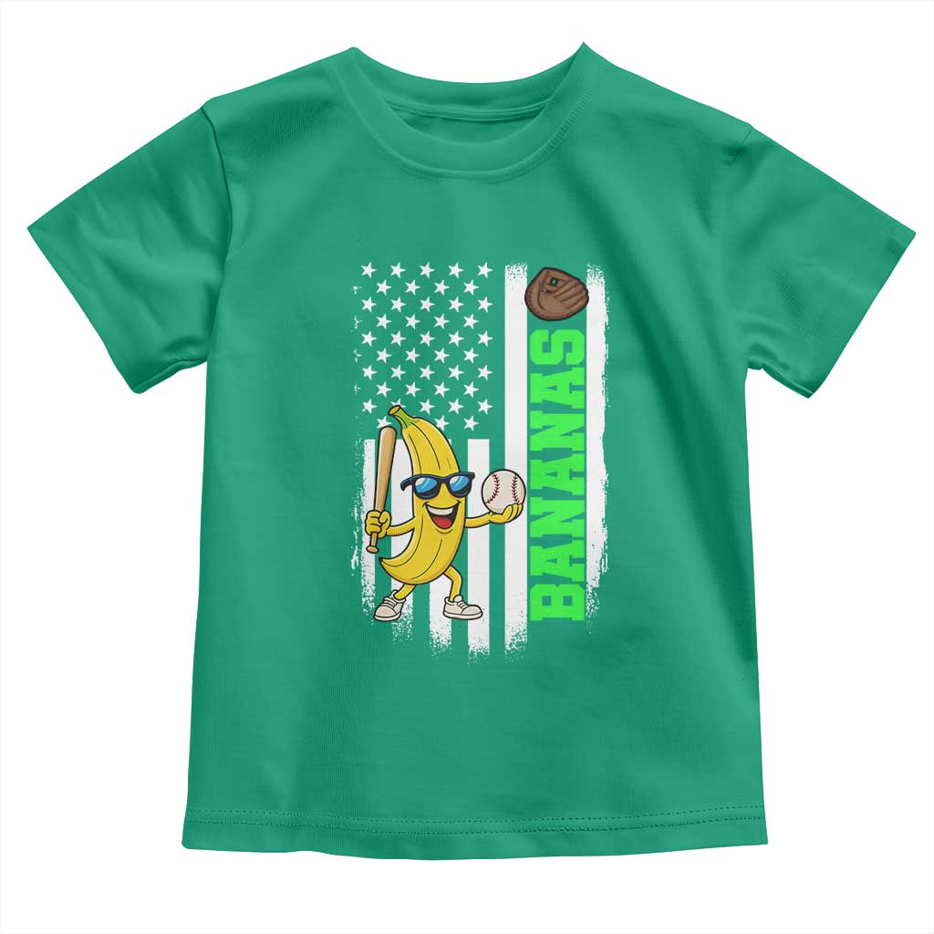 Banana Playing Baseball Lover Toddler T Shirt Retro American Flag TS12 Irish Green Print Your Wear