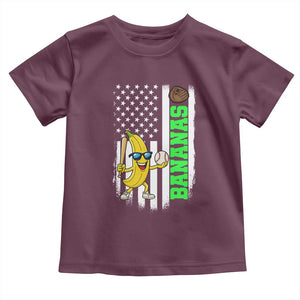 Banana Playing Baseball Lover Toddler T Shirt Retro American Flag TS12 Maroon Print Your Wear