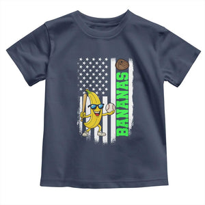 Banana Playing Baseball Lover Toddler T Shirt Retro American Flag TS12 Navy Print Your Wear