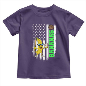 Banana Playing Baseball Lover Toddler T Shirt Retro American Flag TS12 Purple Print Your Wear