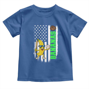Banana Playing Baseball Lover Toddler T Shirt Retro American Flag TS12 Royal Blue Print Your Wear