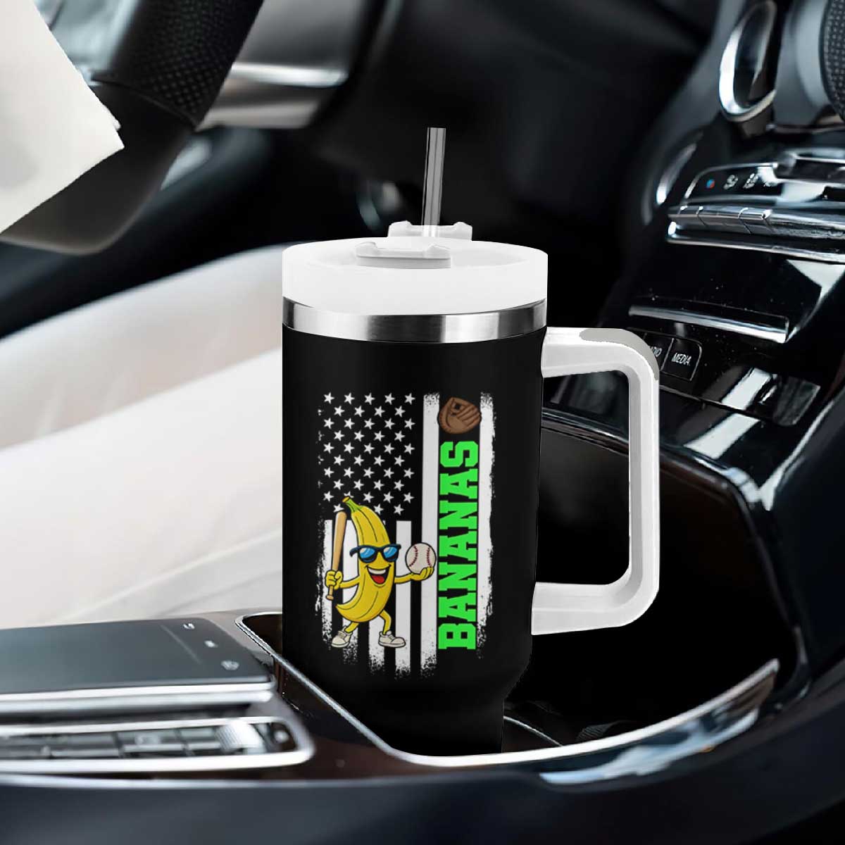 Banana Playing Baseball Lover Tumbler With Handle Retro American Flag TS12 Print Your Wear