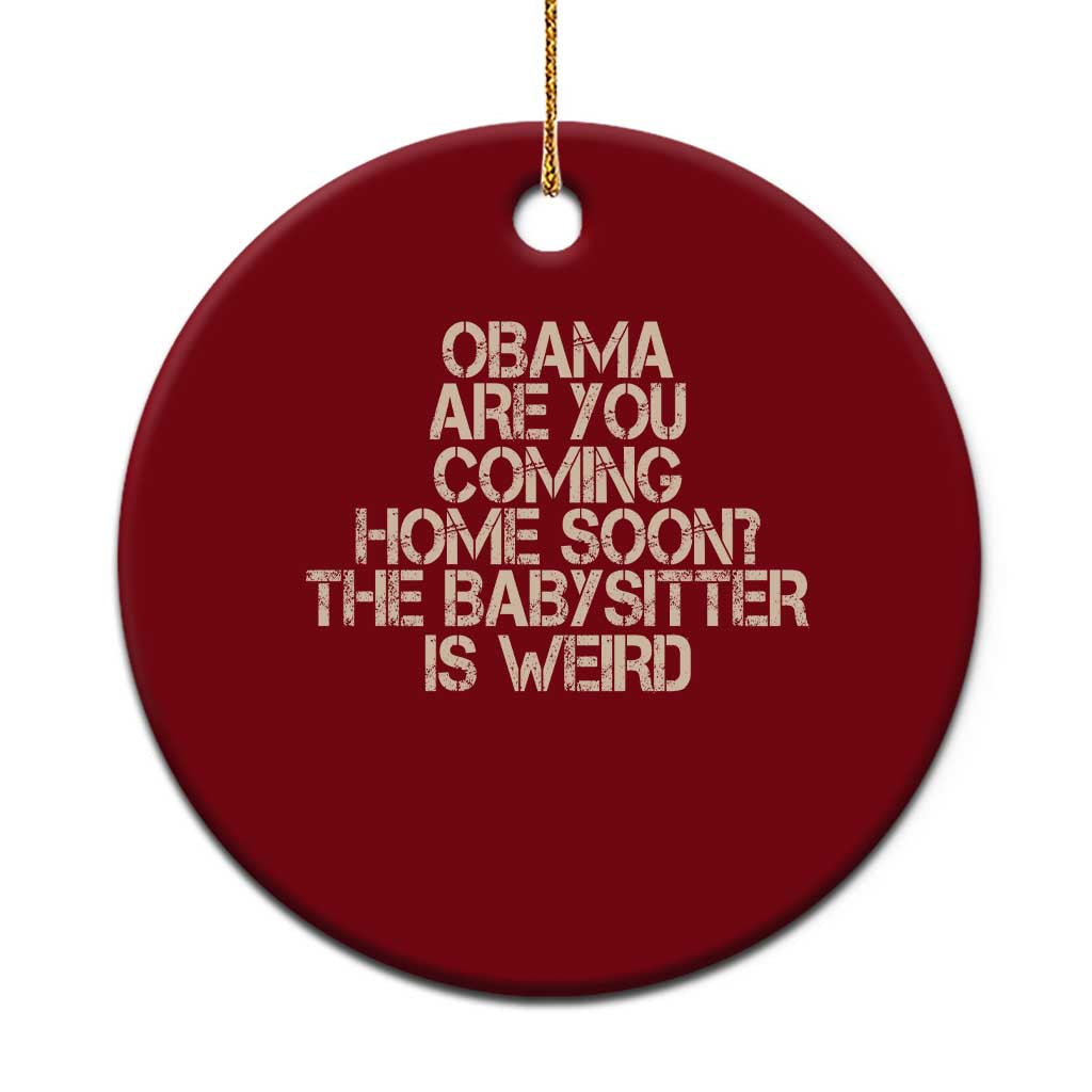 Funny Obama Joke Ceramic Ornament The Babysitter Is Weird Political Humor TS12 1pc Red Print Your Wear