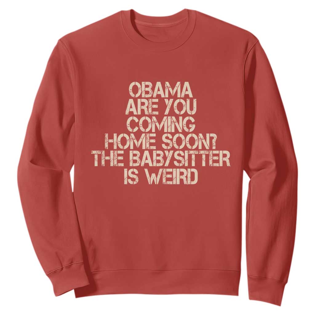 Funny Obama Joke Sweatshirt The Babysitter Is Weird Political Humor