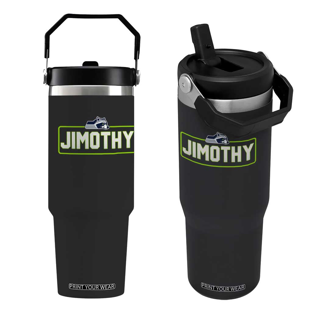 Funny Seattle Jimothy The Raccoon Flip Straw Tumbler Football Parody Viral Trash Panda Feral Meme TS12 One Size: 30 oz Black Print Your Wear