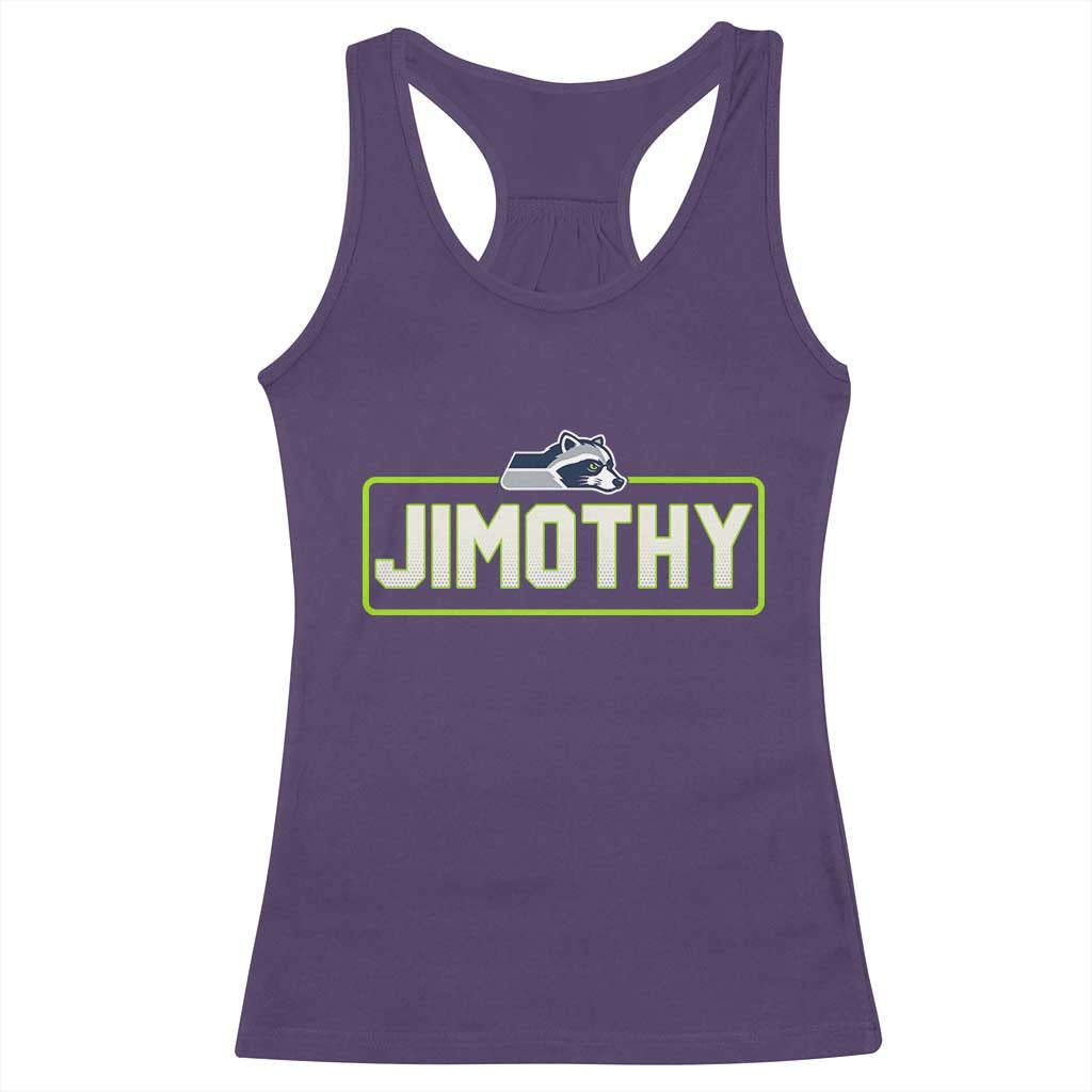 Funny Seattle Jimothy The Raccoon Racerback Tank Top Football Parody Viral Trash Panda Feral Meme