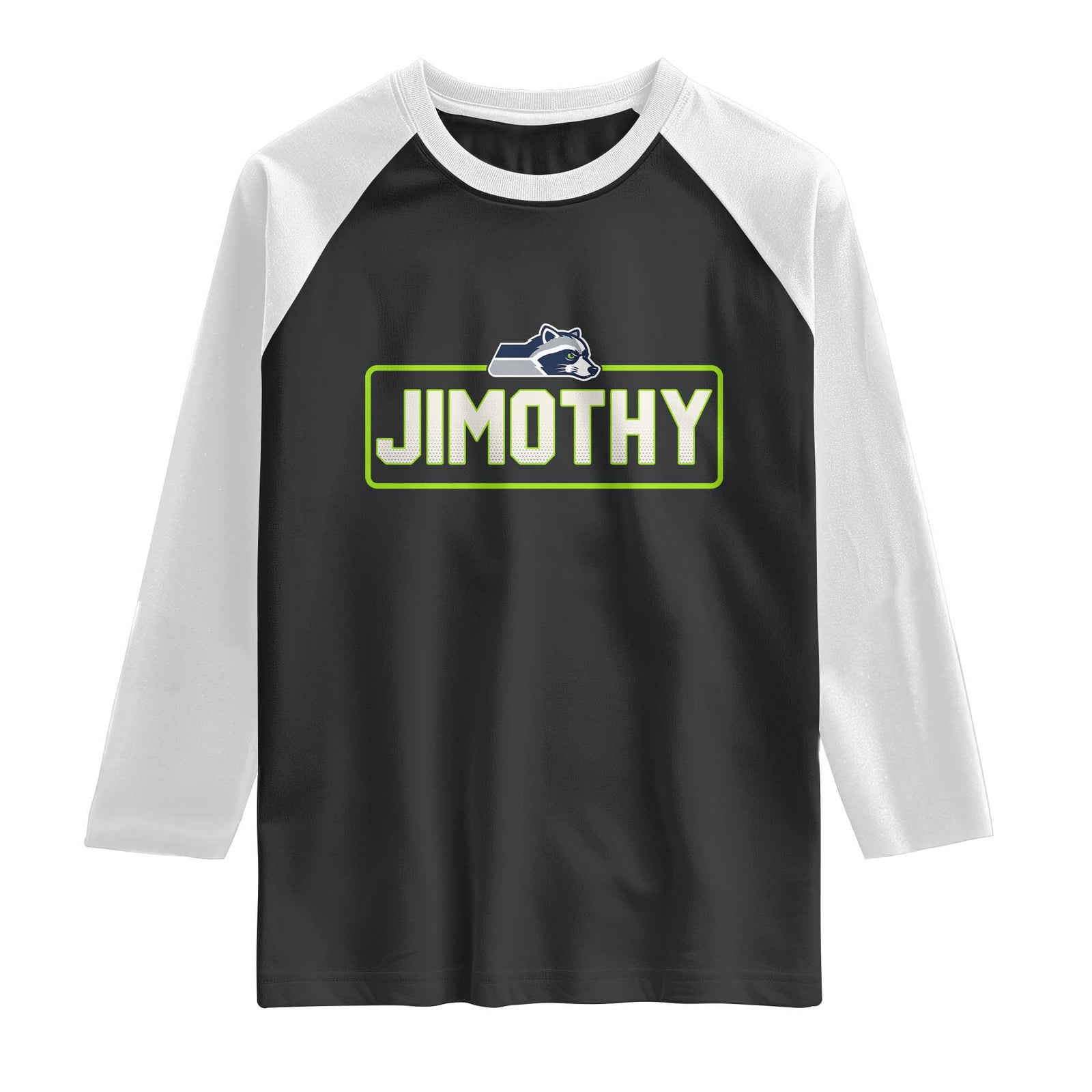 Funny Seattle Jimothy The Raccoon Raglan Shirt Football Parody Viral Trash Panda Feral Meme TS12 Black White Print Your Wear