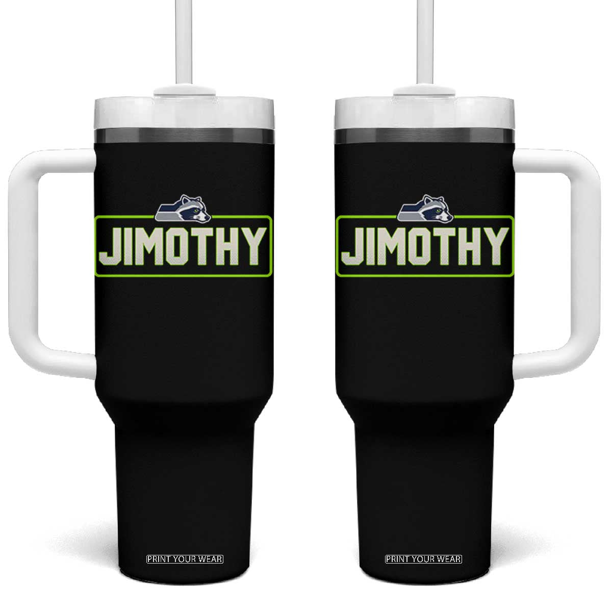 Funny Seattle Jimothy The Raccoon Tumbler With Handle Football Parody Viral Trash Panda Feral Meme TS12 One Size: 40 oz Black Print Your Wear