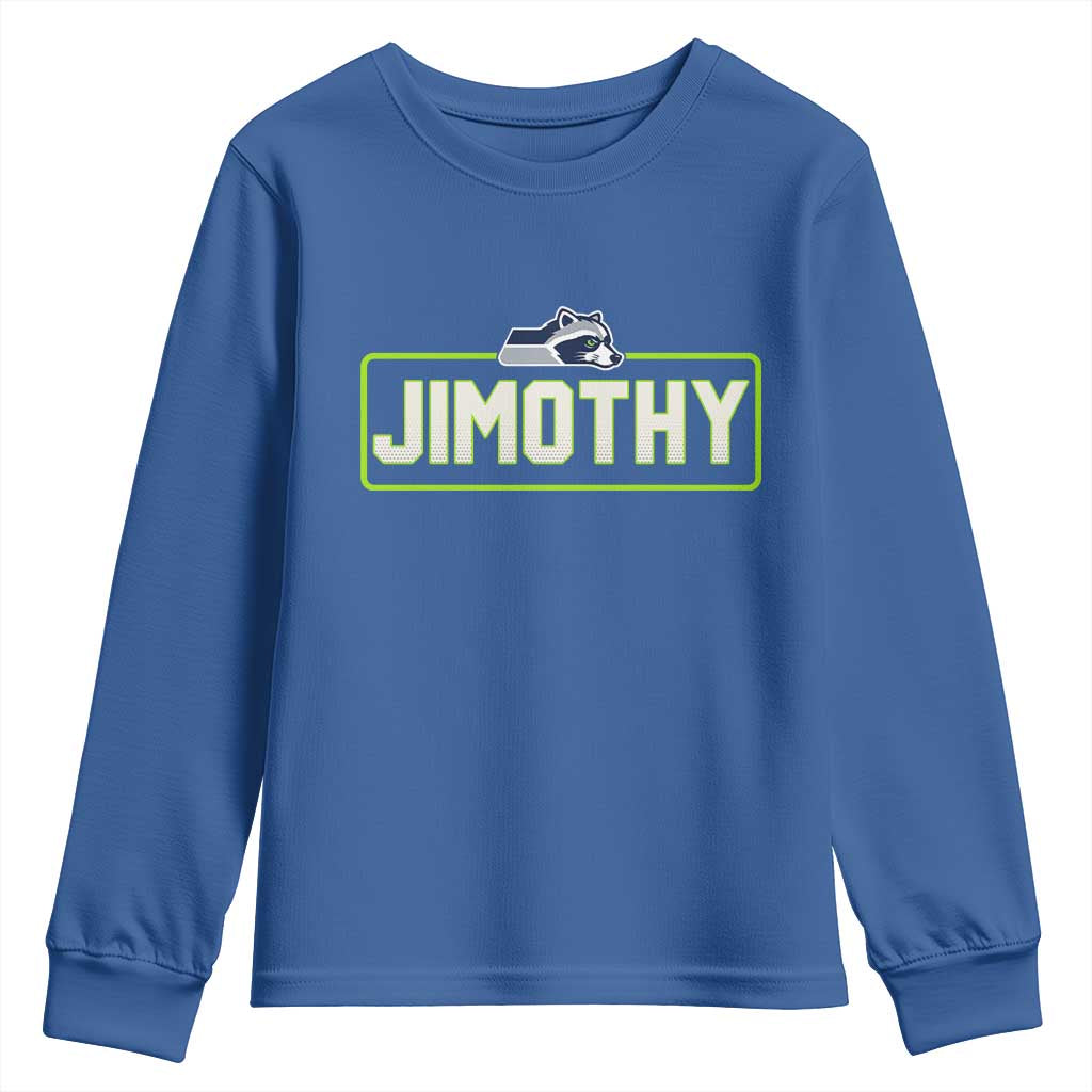Funny Seattle Jimothy The Raccoon Youth Sweatshirt Football Parody Viral Trash Panda Feral Meme TS12 Royal Blue Print Your Wear