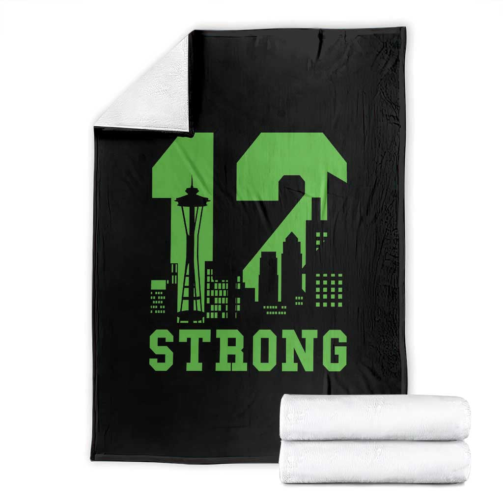 Space Needle Emerald City Skyline Number 12 Typography Throw Blanket Pacific Northwest Fan Pride TS12 Black Print Your Wear