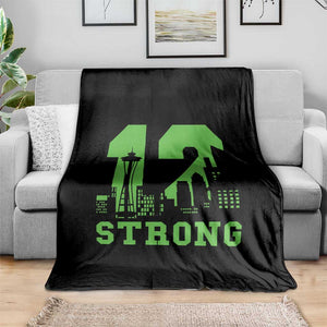 Space Needle Emerald City Skyline Number 12 Typography Throw Blanket Pacific Northwest Fan Pride