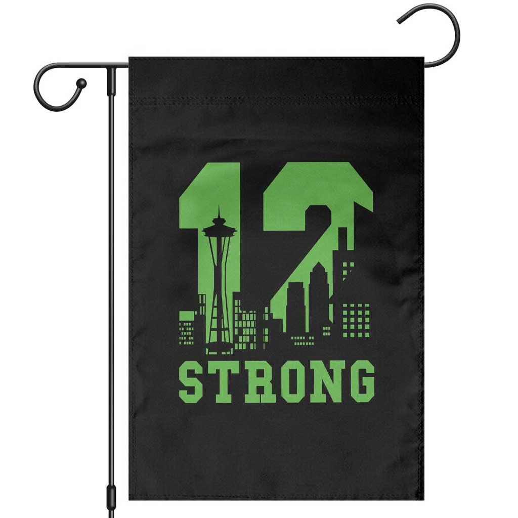 Space Needle Emerald City Skyline Number 12 Typography Garden Flag Pacific Northwest Fan Pride TS12 Black Print Your Wear