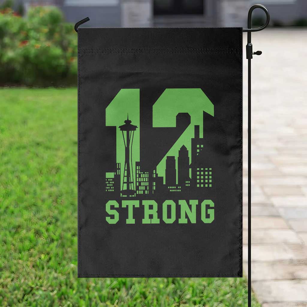 Space Needle Emerald City Skyline Number 12 Typography Garden Flag Pacific Northwest Fan Pride