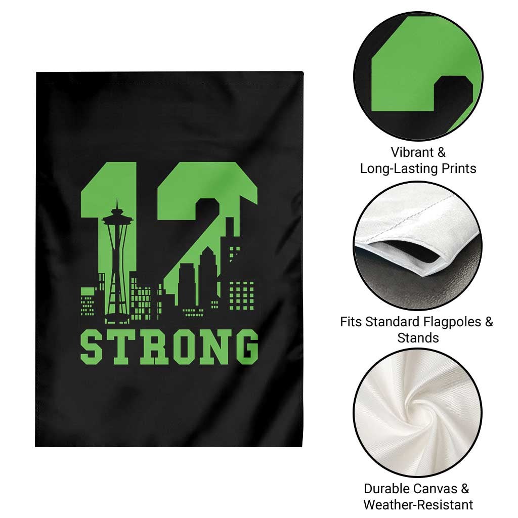 Space Needle Emerald City Skyline Number 12 Typography Garden Flag Pacific Northwest Fan Pride