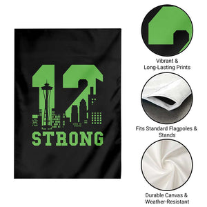 Space Needle Emerald City Skyline Number 12 Typography Garden Flag Pacific Northwest Fan Pride