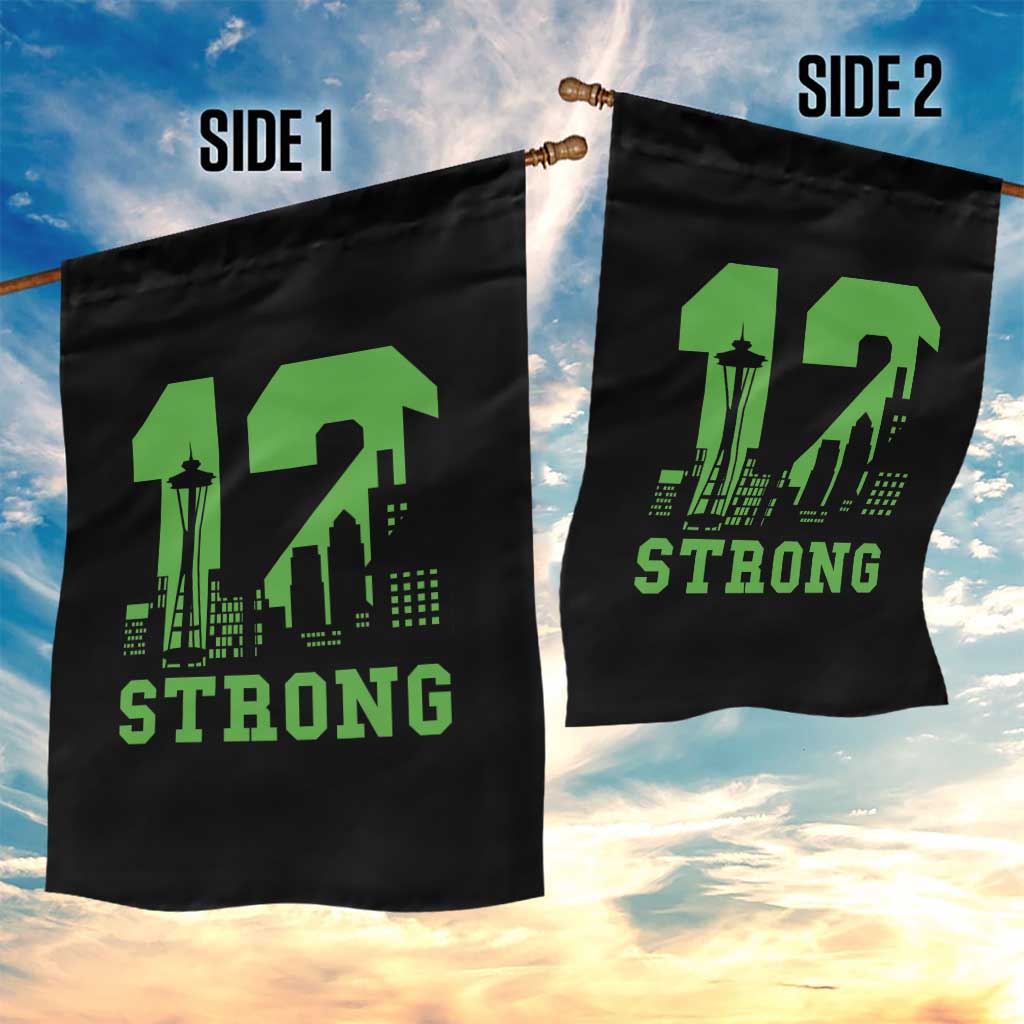 Space Needle Emerald City Skyline Number 12 Typography Garden Flag Pacific Northwest Fan Pride