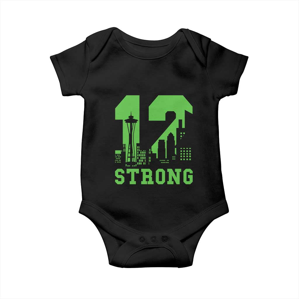 Space Needle Emerald City Skyline Number 12 Typography Baby Onesie Pacific Northwest Fan Pride