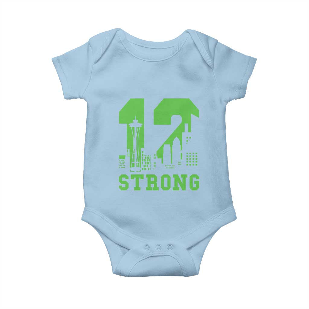 Space Needle Emerald City Skyline Number 12 Typography Baby Onesie Pacific Northwest Fan Pride