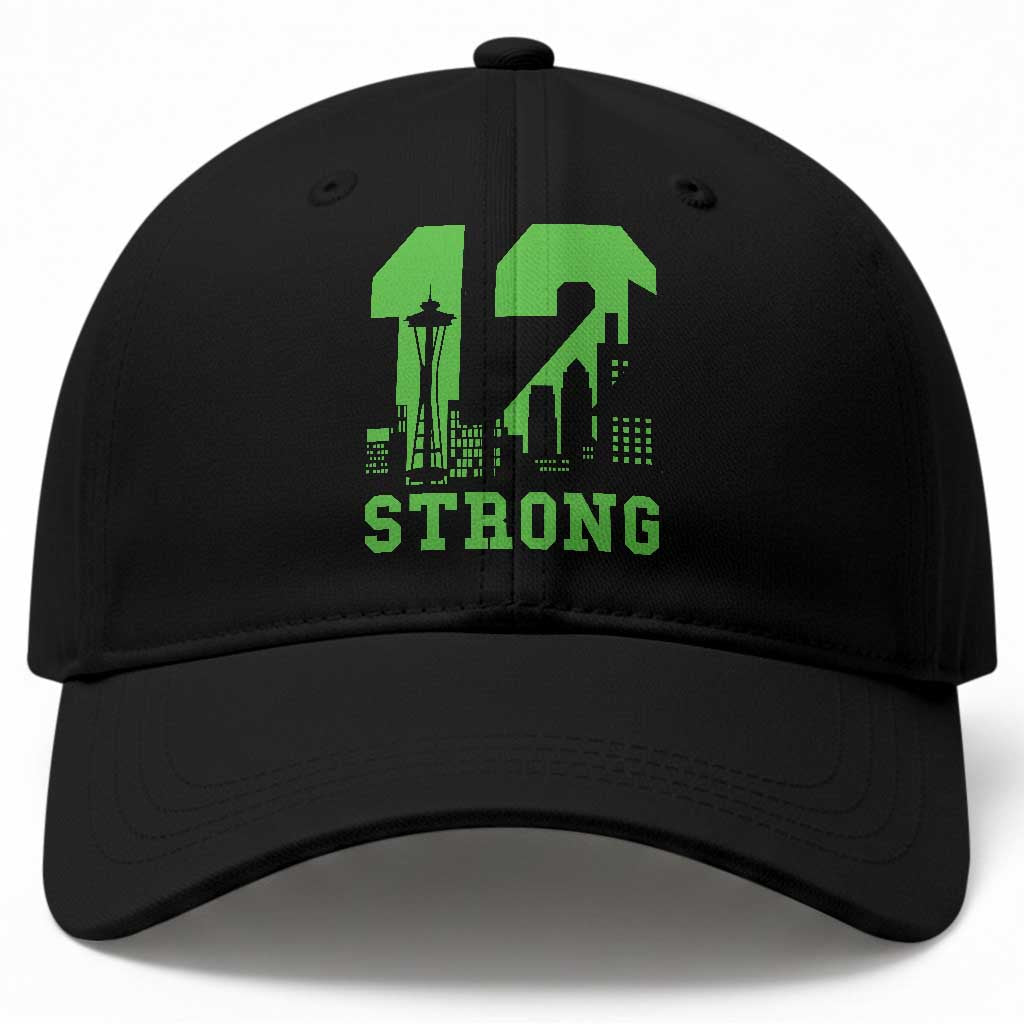 Space Needle Emerald City Skyline Number 12 Typography Baseball Cap Pacific Northwest Fan Pride TS12 Print Your Wear