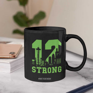 Space Needle Emerald City Skyline Number 12 Typography Coffee Mug Pacific Northwest Fan Pride