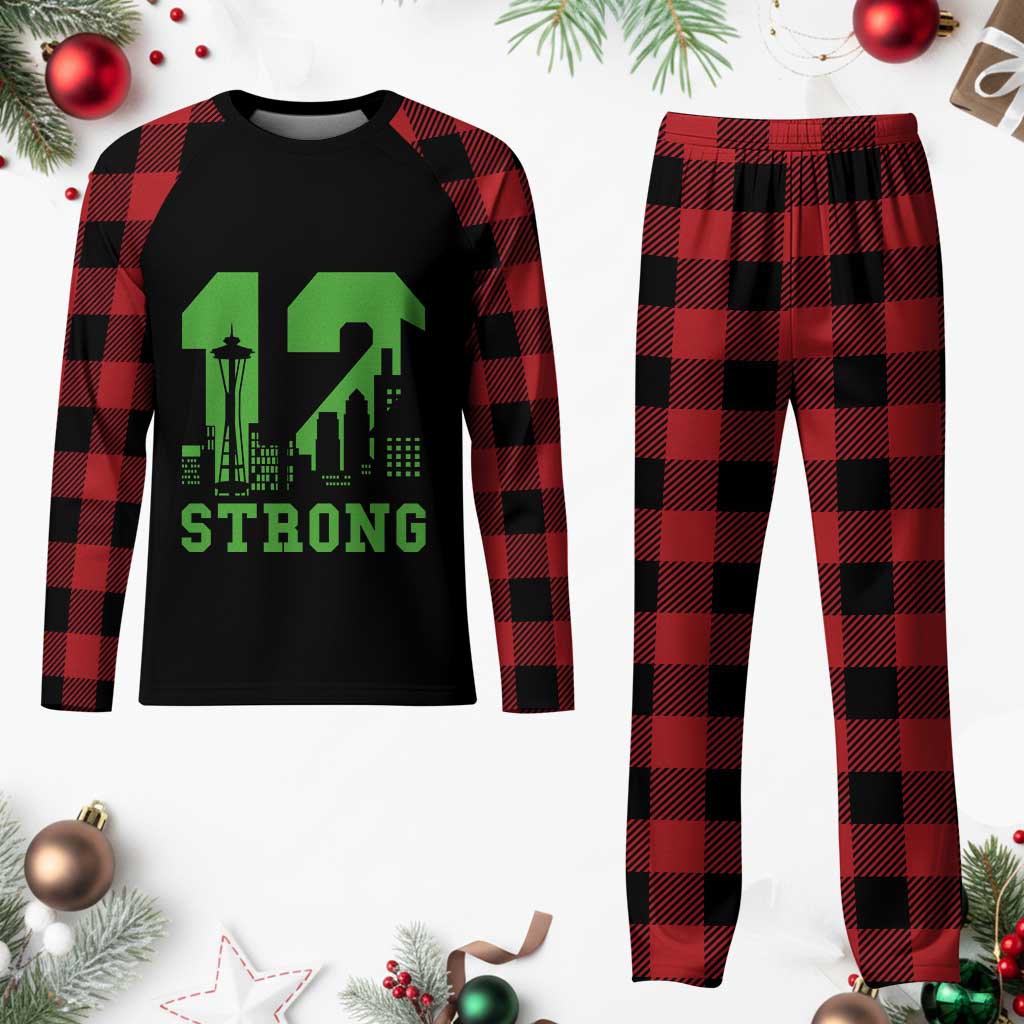 Space Needle Emerald City Skyline Number 12 Typography Plaid Pajama Set Pacific Northwest Fan Pride TS12 Buffalo Plaid Print Your Wear