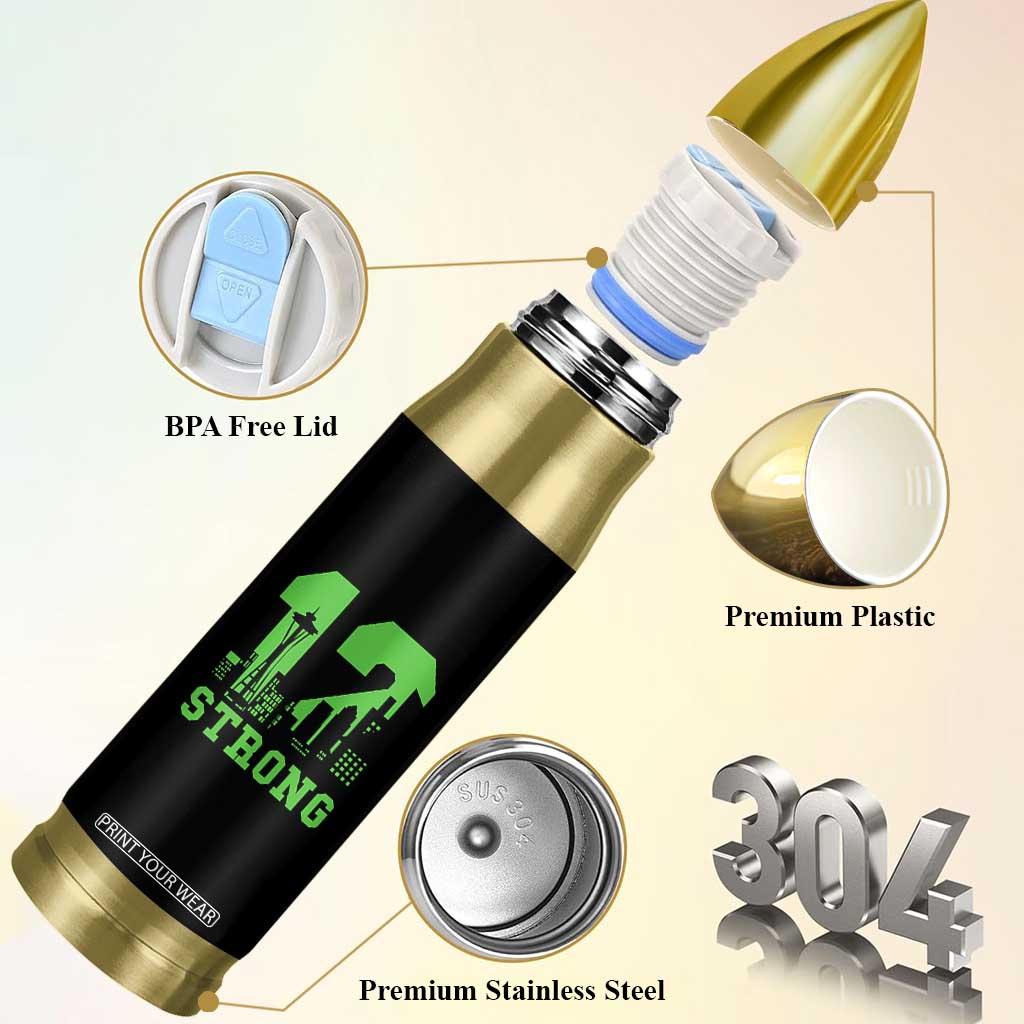 Space Needle Emerald City Skyline Number 12 Typography Bullet Tumbler Pacific Northwest Fan Pride