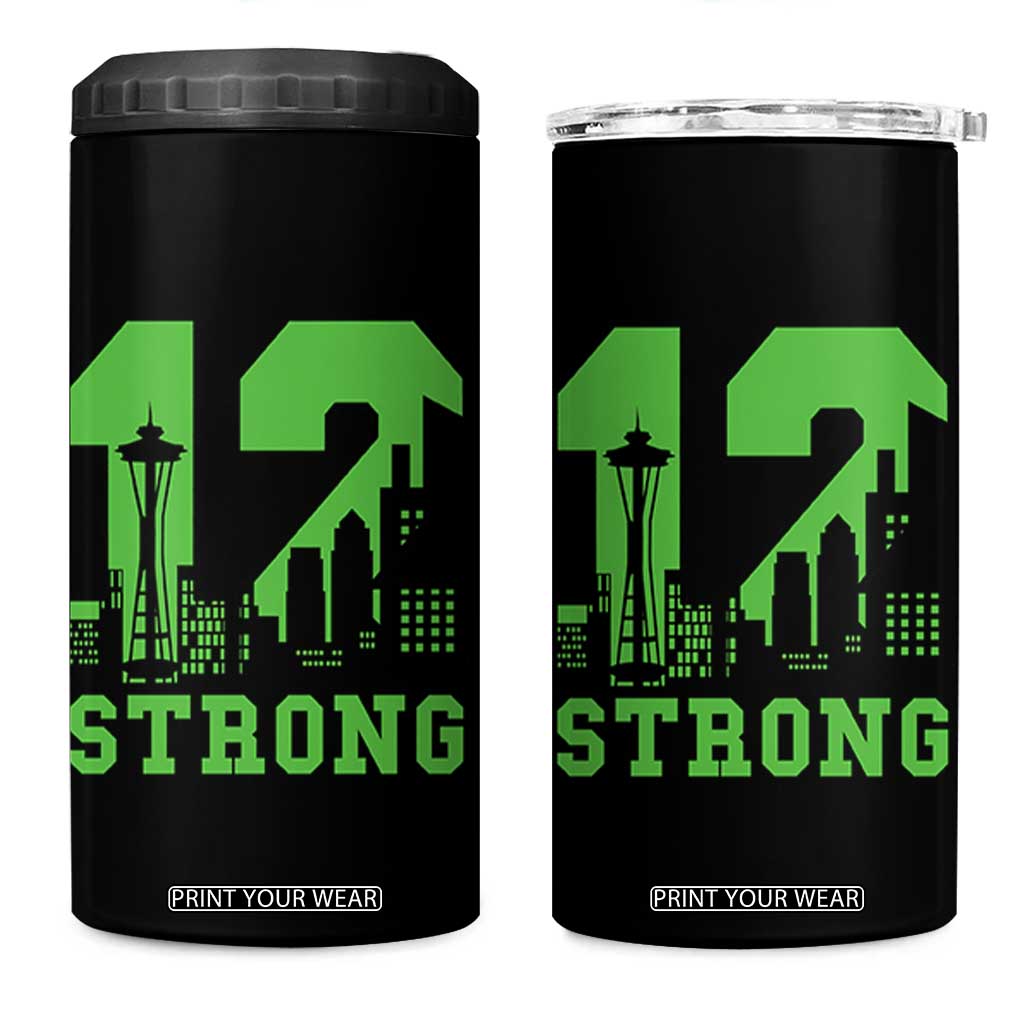 Space Needle Emerald City Skyline Number 12 Typography 4 in 1 Can Cooler Tumbler Pacific Northwest Fan Pride TS12 One Size: 16 oz Black Print Your Wear