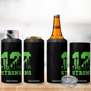 Space Needle Emerald City Skyline Number 12 Typography 4 in 1 Can Cooler Tumbler Pacific Northwest Fan Pride