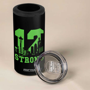 Space Needle Emerald City Skyline Number 12 Typography 4 in 1 Can Cooler Tumbler Pacific Northwest Fan Pride