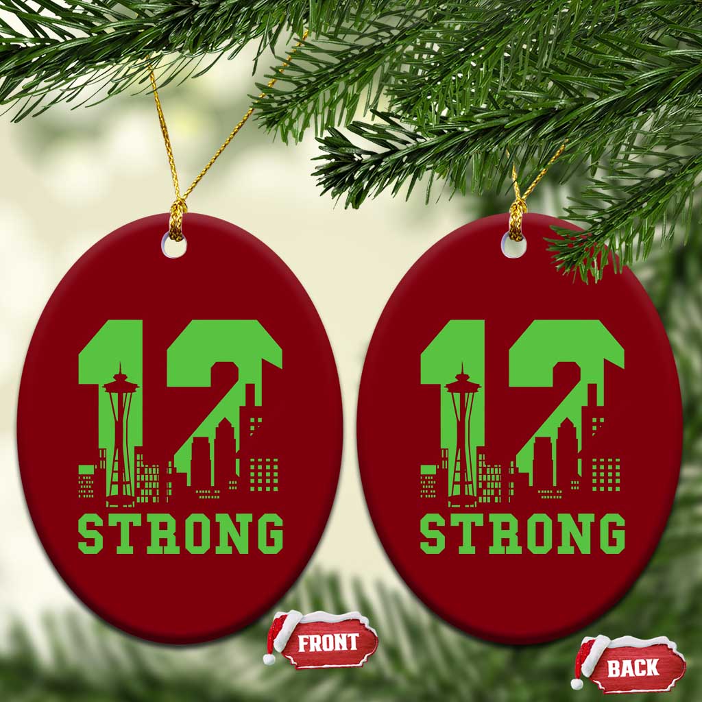 Space Needle Emerald City Skyline Number 12 Typography Ceramic Ornament Pacific Northwest Fan Pride